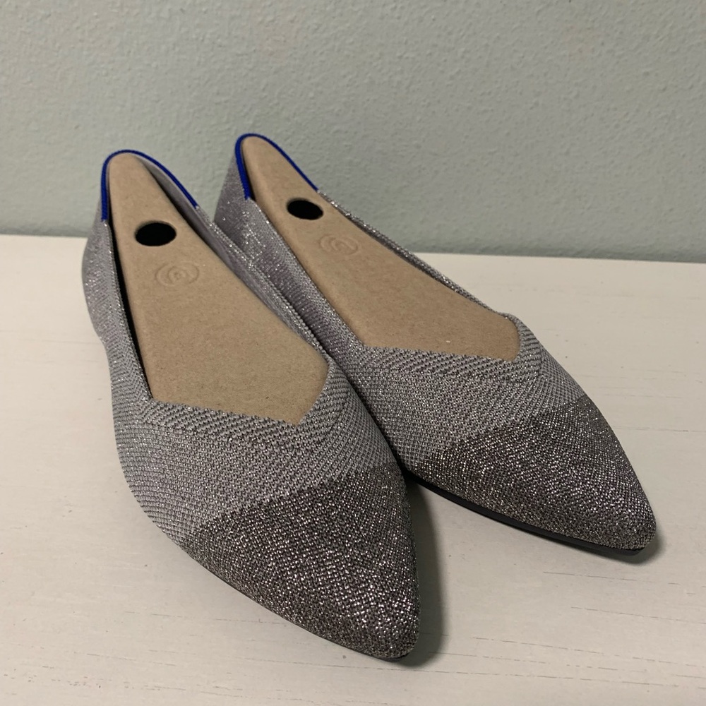 New Rothy’s The Point in silver metallic